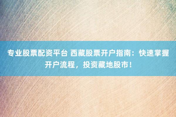 专业股票配资平台 西藏股票开户指南：快速掌握开户流程，投资藏地股市！