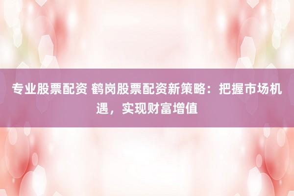 专业股票配资 鹤岗股票配资新策略：把握市场机遇，实现财富增值