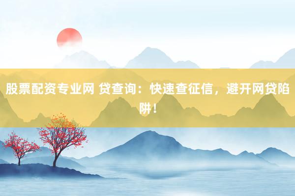股票配资专业网 贷查询：快速查征信，避开网贷陷阱！