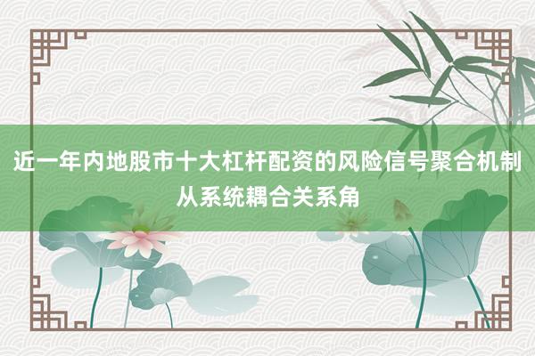 近一年内地股市十大杠杆配资的风险信号聚合机制从系统耦合关系角